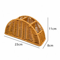 Support de télécommande en rotin imitation tissé à la main avec deux compartiments, organiseur de bureau pour télécommandes de télévision, stylos et lunettes