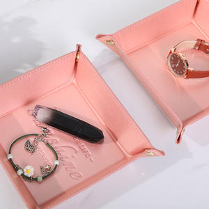 Boîte de rangement pliable en cuir Sunshine, carrée, rose, orange, marron, organiseur de cosmétiques et de bijoux, support de clés pour bureau, entrée, voiture - Product Image 2