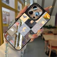 Étui de téléphone rétro patchwork ZL041 pour iPhone 17 Pro Max, 16 Plus/15 finition miroir, design frais et mignon 14 pouces, 13 pouces