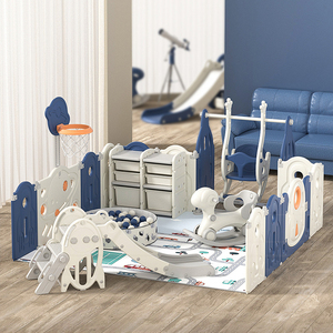 คอกกั้นเด็กพลาสติกพับได้สำหรับเล่นในบ้าน รั้วอะคริลิคขนาดใหญ่เพื่อความปลอดภัยสำหรับเด็กเล็ก พร้อมประตู - Product Image 3