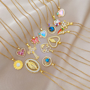 2026 2025 New Fashion Cross Heart Pendant Necklace 18k Gold Plated Stainless Steel Choker for Women Jewelry - Product Image 1