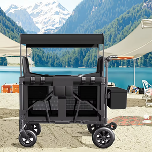 Poussette double pour bébés avec grandes roues, cadre en alliage d'aluminium pliable à 4 roues pour la journée à la plage - le cadeau qui vous rend parent préféré - Product Image 2