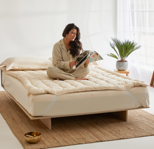 Super chaud épais maison dormir tissu de <span class=keywords><strong>coton</strong></span> <span class=keywords><strong>bio</strong></span> de luxe moyen ferme 100% laine mérinos sur-matelas avec bande élastique - Product Image 2