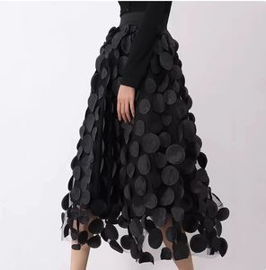 Nouvelle jupe longue décontractée en mousseline de soie pour <span class=keywords><strong>femme</strong></span>, style européen et américain, printemps-été, avec doublure - Product Image 3