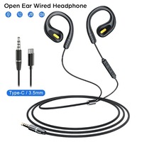 Écouteurs filaires Type-C avec suppression du bruit ENC, étanchéité IPX-3, intra-auriculaires à suspension, contrôle par crochet d'oreille, son surround Hi-Fi, basses puissantes, pour le sport