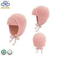 Gorro de Punto Premium con Etiqueta Personalizada, Visera Acanalada Rosa, Orejeras, Gorro Cálido de Invierno para Mujer, Venta al Por Mayor para Promoción
