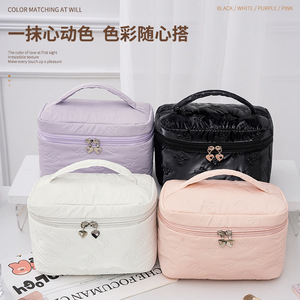 Trousse de maquillage Beilian grande capacité, pliable, pour le voyage, avec fermetures éclair à motif cœur. - Product Image 3