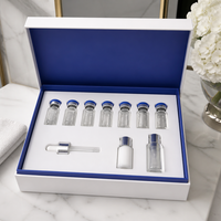 Boîte personnalisée en cuivre bleu pour kit de peptides, avec logo en relief, éponge, boîtes rigides recyclables, vente en gros, ensemble de poudre lyophilisée pour soins de la peau