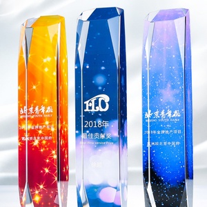 Wholesale Eco-Friendly Transparent Custom Pyramid Style Crystal Trophy with Sublimation Printing for Award and Business Gifts - Product Image 5