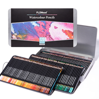 FLOWood – Crayons de couleur professionnels à barillet rond, 120 couleurs, solubles dans l'eau, boîte métallique, mélangeables, pour artistes, peinture aquarelle