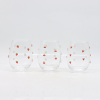 Tazza di vetro trasparente tazza di vetro senza stelo icona di frutta personalizzata tazza di vetro carina 3D Patch Tumbler
