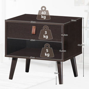 Mesita de noche de estilo europeo moderno de mediados de siglo DB, estante de almacenamiento de 2 cajones de madera maciza para uso en apartamentos, diseño plegable - Product Image 1
