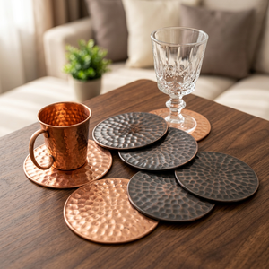 Customized Brass Decorative Drink Coaster Set Heat Resistant Eco-Friendly Features for Dining Table Protection Home Office Use - Product Image 2