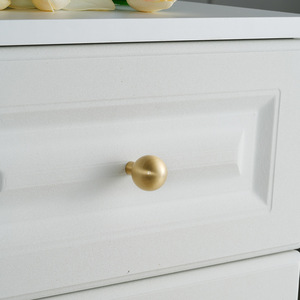 Brass Ball Cabinet <b>Knob</b> Round Minimalist Drawer Handle Durable <b>Copper</b> Plated 6655-25 Small 6655-28 Large - Product Image 4
