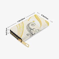 Dompet Panjang Wanita Motif Tribal Polinesia Gradasi Ungu Kustom, Dompet Genggam PU, Dompet Koin & Kartu Wanita Bergaya Pulau Tropis