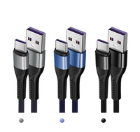 Cable de Datos USB-C de Carga Rápida 6A con Conductor de Cobre Puro, Trenzado de TPE/Nylon, Compatible con Micro USB e iOS para Teléfonos Móviles
