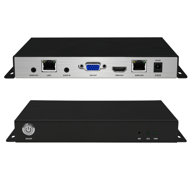 H.265 4K UHD Dual Ethernet IP to IP Video Transcoder SRT RTSP RTMP to HDMI Video Streaming Decoder