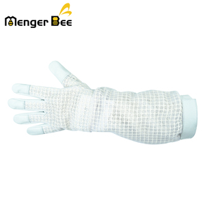 Proveedor de EE. UU. Guantes de cuero de apicultura ventilados profesionales Diseño de manga corta Cierre de puño de Velcro Nueva condición Guante de abeja - Product Image 1