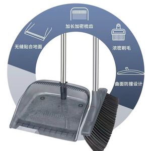 Juego de escoba y recogedor de cerdas suaves transparentes con mango de plástico, fácil de limpiar, para uso doméstico. - Product Image 3