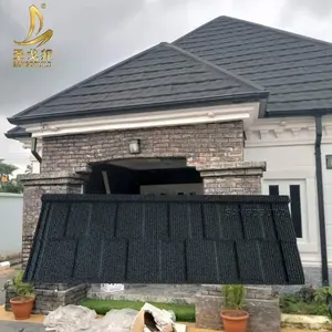 铝锌石材涂层钢屋面板低价黑色瓦彩色涂层金属屋面瓦