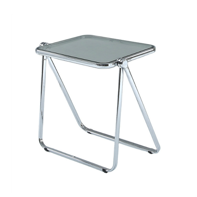 New design transparent black outdoor indoor PC plastic material and sivler color metal frame folding coffee table computer desk