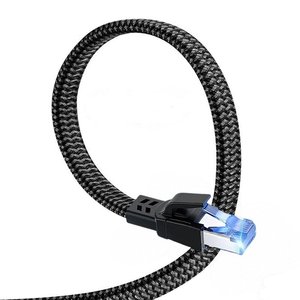 High Speed Cat8 Ethernet <b>Cable</b> Flat Nylon Braided 40Gbps 2000MHz S/FTP Shielded <b>RJ45</b> Network LAN <b>Cable</b> for Gaming PC Router - Product Image 5