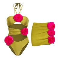 TW Nouveaux maillots de bain tendance à fleurs 3D Jupe Bikini une pièce Ensemble maillots de bain Vêtements de plage Sarong Bikini personnalisé 2023
