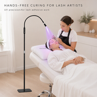 Lampe UV LED pour extensions de cils 395-405nm sur pied, lumière de polymérisation pour colle à ongles et cils, équipement de maquillage réglable pour salon de beauté