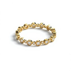 Bague d'éternité texturée pour femme, plaquée or 18K 14K, sertie de diamants de laboratoire taille brillant rond, style vintage, pour empilage - Product Image 6