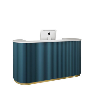 Modern Luxury <strong>Pink</strong> Reception Counter Stylish <strong>Beauty</strong> <strong>Salon</strong> Furniture Optional Color Glass Material Factory Sale Office Hotel Use - Product Image 6