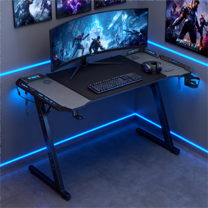 निर्माता कस्टम स्मार्ट एर्गोनोमिक गेमिंग डेस्क z-आकार की अगुवाई वाले आरजीबी खोखले पैर कार्बन फाइबर सतह बहु-कार्य पीसी - Product Image 2