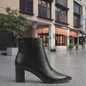 Sepatu bot wanita, sepatu bot wanita kualitas tinggi, sepatu kulit asli, sepatu bot ritsleting, kustom, hak blok - Product Image 5