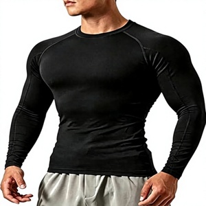 Men's Slim Fit Compression Long Sleeve Performance Shirt Premium Quick Dry Eco-Friendly Spandex/Polyester Base <b>Layer</b> <b>Top</b> - Product Image 1