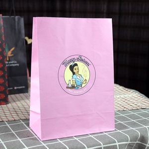 Customized Printed logo Restaurant Food Grade Biodegradable Takeaway <b>Shopping</b> <b>Small</b> Brown Kraft Paper Bags with Handles - Product Image 6