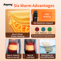 Anjuny 2-en-1 chauffe-mains USB et ceinture chauffante pour l'utérus, lavable, à température contrôlée, masseur abdominal, coussin chauffant menstruel