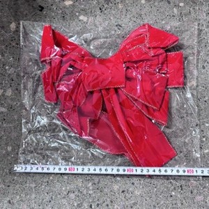 Pita Hias Pohon Natal Merah Kustom Berbahan Plush dengan Pinggiran Berumbai, Lapis Ganda, dan Bordir Emas untuk Dekorasi Pintu - Product Image 6