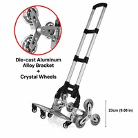 Chariot à main pliable en aluminium robuste pour monter les escaliers, avec 6 roues et roulettes pivotantes, pour la livraison express et l'entrepôt