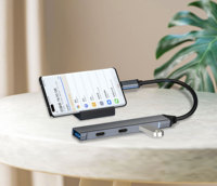 Adaptador Hub USB C 4 en 1 OTG con Carga Rápida PD de 60W, Estación Tipo C con USB 3.0 de 5Gbps y 2 Puertos de Datos Tipo C para Teléfono, Tableta y Portátil