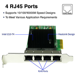 I210-T4 Quad Port PCIe Gigabit Ethernet Server Network Card 1G NIC PCI X4 4 RJ45 Lan for Industrial <b>Camera</b> Vision I210-T4 - Product Image 5