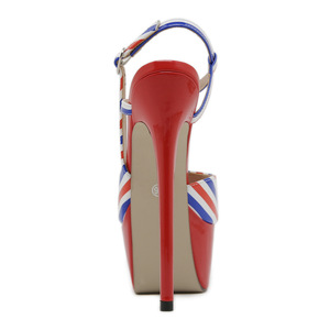 Nuovi Sandali da Donna <span class=keywords><strong>con</strong></span> <span class=keywords><strong>Tacco</strong></span> Alto e Ultra Alto, Impermeabili, <span class=keywords><strong>con</strong></span> Plateau, a Righe <span class=keywords><strong>Rosse</strong></span> e Blu Lucide, <span class=keywords><strong>Scarpe</strong></span> da Discoteca - Product Image 5