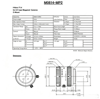 Objectif Mega Pixel Computar M0814-MP2 FA 8mm F1.4 2/3 pouces à monture C pour caméra de vision industrielle