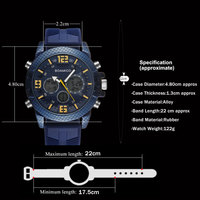 Jam Tangan Pria Chronograph Biru Merk Ternama Quartz Digital LED Sport Tahan Air