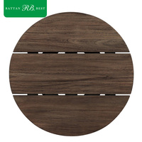 Table d'appoint ronde en teck massif foncé de luxe moderne pour cour extérieure, patio, ensemble de canapés