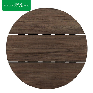 Table d'appoint ronde en teck massif foncé de luxe moderne <span class=keywords><strong>pour</strong></span> cour extérieure, <span class=keywords><strong>patio</strong></span>, ensemble de canapés - Product Image 4