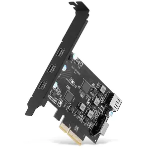 PCI-e至USB3.2 3端口type-C卡Gen2，带宽为20Gbps 3xUSB-C + 内置TYPE-E + USB2.0端口ASM3142芯片组