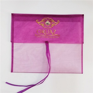 Wholesale Logo Printed Personalized Noble Purple Organza Sheer <b>Envelope</b> Cosmetic Packaging Bag Organza Silk Scarf Packaging Bag - Product Image 6