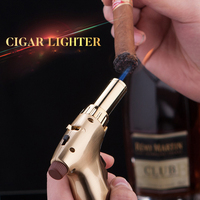 Briquet torche JOBON pour cigares avec logo personnalisé, gaz butane, flamme réglable, flamme puissante, alliage de zinc, emballage cadeau pour offres promotionnelles