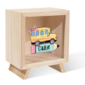 Tirelire en bois transfrontalière, boîte à monnaie et à pièces, boîte d'épargne pour la gestion financière des enfants - Product Image 5