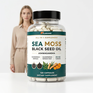 OEM/ODM 7-in-1 <strong>Sea</strong> <strong>Moss</strong> Supplement Black Seed Oil Burdock Root for North America Market Factory Direct 120 Capsules - Product Image 1