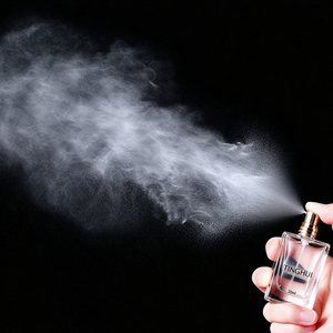 Flacon de parfum carré en verre transparent à fond épais de 1 oz, 30 ml/50 ml/100 ml, boîte vide avec couvercle en bois et pulvérisateur à pompe avec impression sérigraphique - Product Image 4